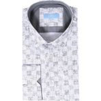 Wessi Erkek Desenli Uzun Kollu Slim Fit Gömlek - XL - Gri