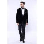 Wessi Erkek Düz Şal Yaka Velvet Slim Fit Ceket - Açık Gri - 58