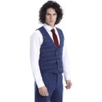 Wessi Erkek Düz Yaka Slim Fit Yelek Pantolon Takım - Açık Mavi - 44