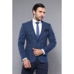 Wessi Erkek Ekose Desenli Acun Yaka Slim Fit Ceket - Kahverengi - 44
