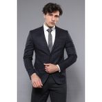 Wessi Erkek Ekose Desenli Sivri Yaka Slim Fit Ceket - Açık Mavi - 50
