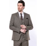 Wessi Erkek Ekose Desenli Sivri Yaka Slim Fit Ceket - Gri - 48