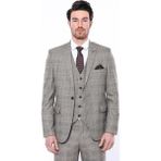 Wessi Erkek Ekose Desenli Sivri Yaka Slim Fit Ceket - Krem - 56