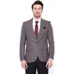Wessi Erkek Ekose Desenli Sivri Yaka Slim Fit Ceket - Sarı - 48
