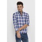 Wessi Erkek Ekose Desenli Slim Fit Gömlek - Mavi