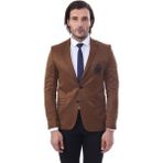 Wessi Erkek Göğüs Armalı Slim Fit Ceket - Taba - 50