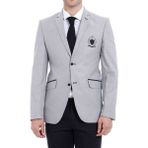 Wessi Erkek Göğüs Nakış Modelli Slim Fit Ceket - Gri - 44