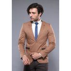 Wessi Erkek Hakim Yaka Slim Fit Ceket - Taba - 44