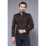 Wessi Erkek Hakim Yaka Slim Fit Cepli Düğmeli Trençkot - Kahverengi