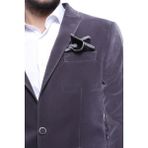 Wessi Erkek Kadife Slim Fit Ceket - Füme - 48