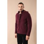 Wessi Erkek Kapüşonlu Kol Fermuarlı Slim Fit Kaban - Bordo - 56