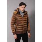 Wessi Erkek Kapüşonlu Slim Fit Şişme Mont - Taba - 46