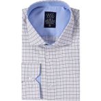 Wessi Erkek Kare Desen Uzun Kollu Slim Fit Gömlek - Buz Mavi