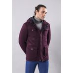 Wessi Erkek Keçe Kumaş Çıkma Kapüşonlu Slim Fit Kısa Kaban - Bordo - 54