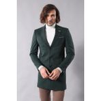 Wessi Erkek Kısa Palto Uzun Kol Düğmeli Slim Fit Kaşe Kumaş Modern Tasarım - Yeşil - 52