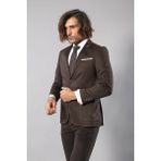 Wessi Erkek Kol Ağzı Parçalı Slim Fit Ceket - Kahverengi - 46