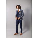Wessi Erkek Kombinli Yelekli Slim Fit Takım Elbise - 46 - 6 Drop - Koyu Mavi