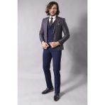 Wessi Erkek Kombinli Yelekli Slim Fit Takım Elbise - 50 - 6 Drop - Kahverengi