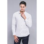 Wessi Erkek Krem Ekose Desenli Slim Fit Gömlek - Kahverengi