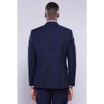 Wessi Erkek Kruvaze Yelekli slim Fit Takım Elbise - 58 - 6 Drop - Lacivert