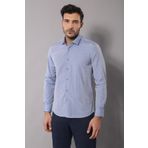 Wessi Erkek Mavi Armürlü Slim Fit Gömlek