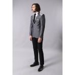 Wessi Erkek Omuz Desenli Sivri Yaka Slim Fit Ceket - Antrasit - 52