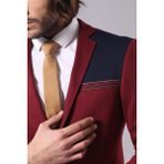 Wessi Erkek Ön Çizgi Işlemeli Penye Spor Ceket - Bordo - 48