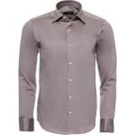 Wessi Erkek Pamuk Saten Slim Fit Gömlek - XL - Bej