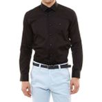 Wessi Erkek Pamuk Saten Slim Fit Gömlek - XL - Siyah