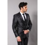 Wessi Erkek Parlak Mono Yaka Slim Fit Takım Elbise - 44 - 6 Drop - Antrasit