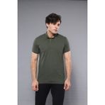 Wessi Erkek Polo Yaka Slim Fit düz Tişört - Haki