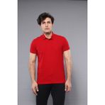 Wessi Erkek Polo Yaka Slim Fit Düz Tişört - Kırmızı