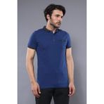 Wessi Erkek Polo Yaka Slim Fit Düz Tişört - Mavi