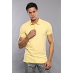 Wessi Erkek Polo Yaka Slim Fit düz Tişört - XL - Sarı