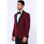 Wessi Erkek Şal Yaka Smokin Ceket Slim Fit Ceket - Bordo - 46
