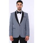 Wessi Erkek Şal Yaka Smokin Ceket Slim Fit Ceket - Füme - 56