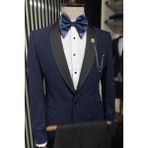 Wessi Erkek Şal Yaka Smokin Ceket Slim Fit Ceket - Lacivert - 46