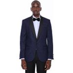 Wessi Erkek Şal Yaka Smokin Ceket Slim Fit Ceket - Lacivert - 58