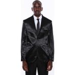Wessi Erkek Saten Desenli Mono Yaka Slim Fit Takım Elbise - 56 - 6 Drop - Siyah