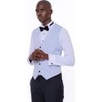 Wessi Erkek Sivri Yaka Damatlık Slim Fit Takım Elbise - 54 - 6 Drop - Açık Mavi