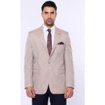 Wessi Erkek Sivri Yaka Slim Fit Ceket - Krem - 46