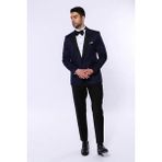 Wessi Erkek Sivri Yaka Smokin Ceket Slim Fit Ceket - Lacivert - 54