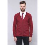 Wessi Erkek Slim Fit Desensiz Pamuk Hırka - XL - Bordo