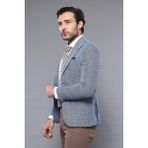 Wessi Erkek Slim Fit Mavi Kendinden Desenli Blazer Ceket %62 Polyester %35 Viskon - 54 - Lacivert