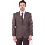 Wessi Erkek Slim Fit Mona Yaka Desenli Klasik Ceket - Bordo - 54