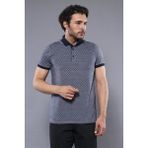 Wessi Erkek Slim Fit Polo Yaka Desenli Pamuk Tişört - XL - Lacivert