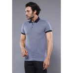 Wessi Erkek Slim Fit Polo Yaka Desenli Pamuk Tişört - XL - Mavi