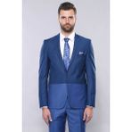 Wessi Erkek Slim Fit Renk Geçişli Takım Elbise - 50 - 6 Drop - Lacivert