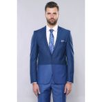 Wessi Erkek Slim Fit Renk Geçişli Takım Elbise - 52 - 6 Drop - Koyu Mavi