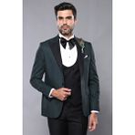 Wessi Erkek Slim Fit Yelekli Sivri Yaka Damatlık - 48 - 6 Drop - Yeşil